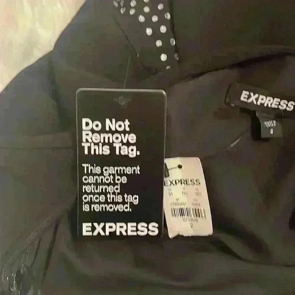 Sexy cold shoulder Express black with rhinestones emblements size 2 - Picture 7 of 9